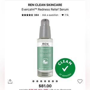 ⭐️2/60$⭐️🎄🎄NIB REN CLEAN SKINCARE
Evercalm™ Redness Relief Serum